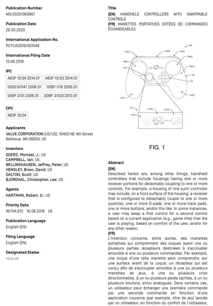 【专利速递】可替换的手柄，v社steam新专利曝光
